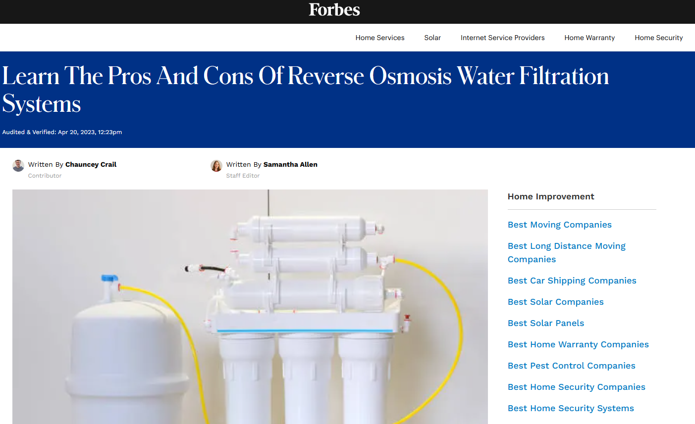 Ką rašo Forbes apie geriamojo vandens sistemas?